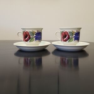 Valmu Arabia Vintage Floral Coffee Cups And Saucers (2 Each)